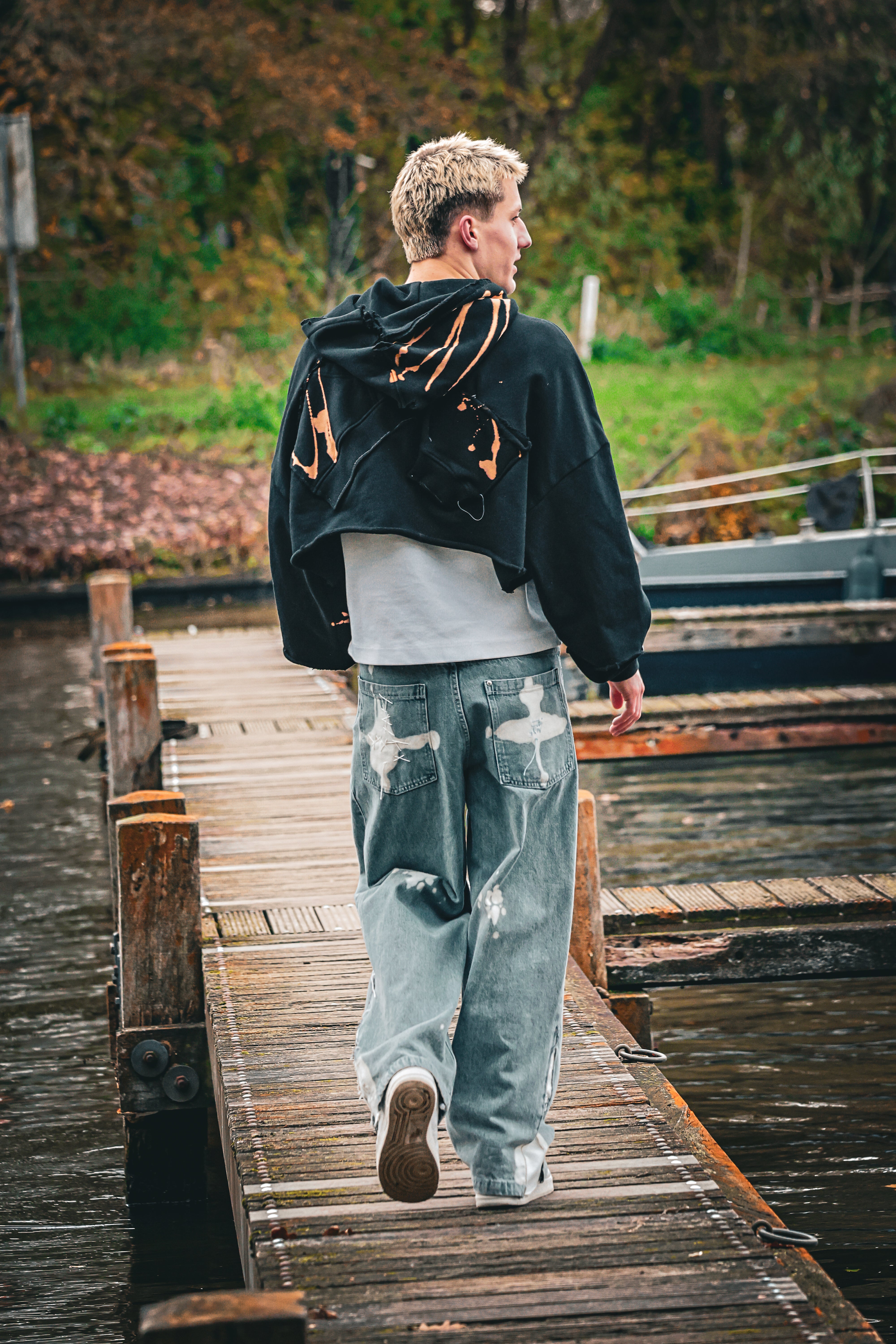 "EARN YOUR STRIIIPES" cropped hoodie