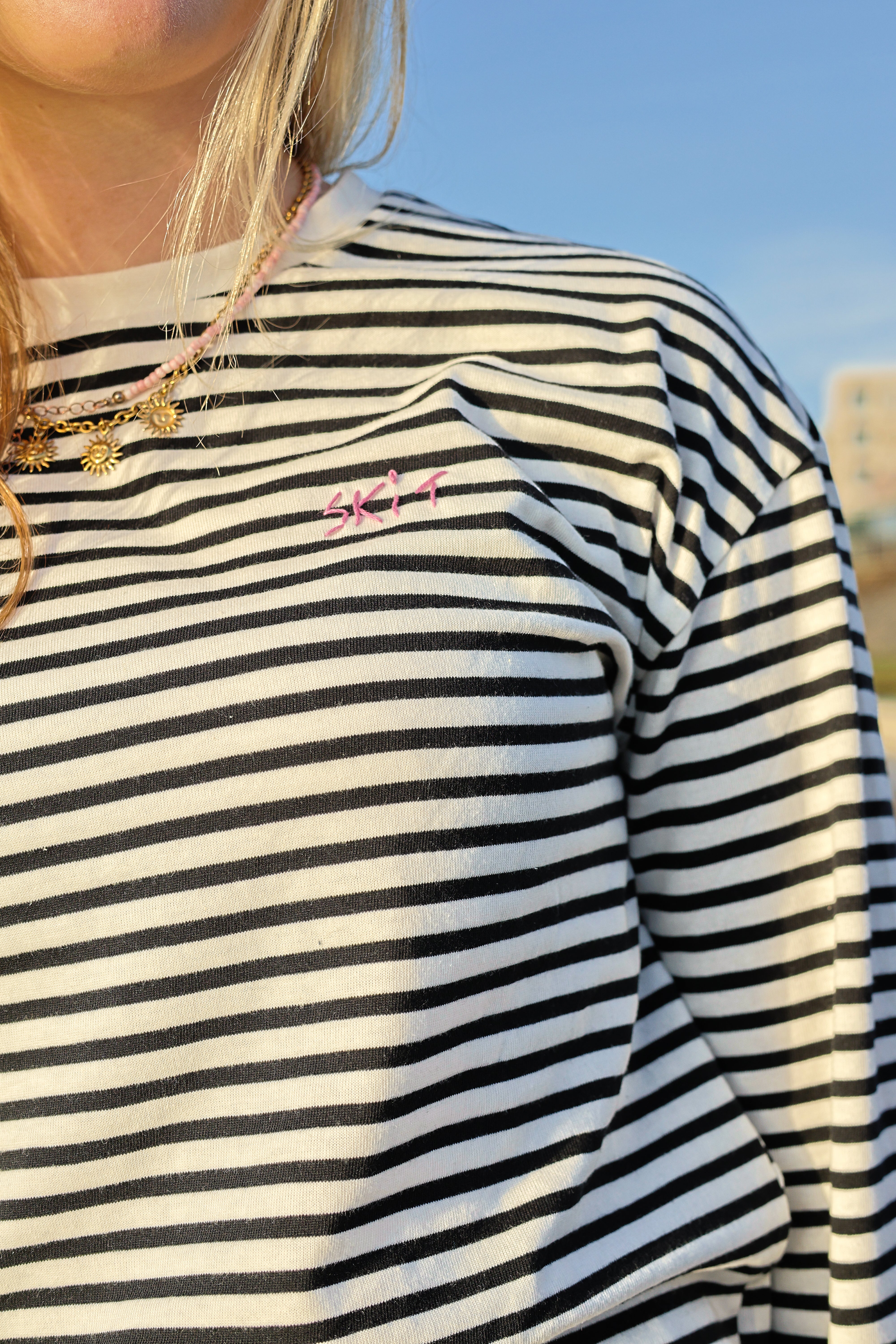"STRIIIPED" soft pink longsleeve
