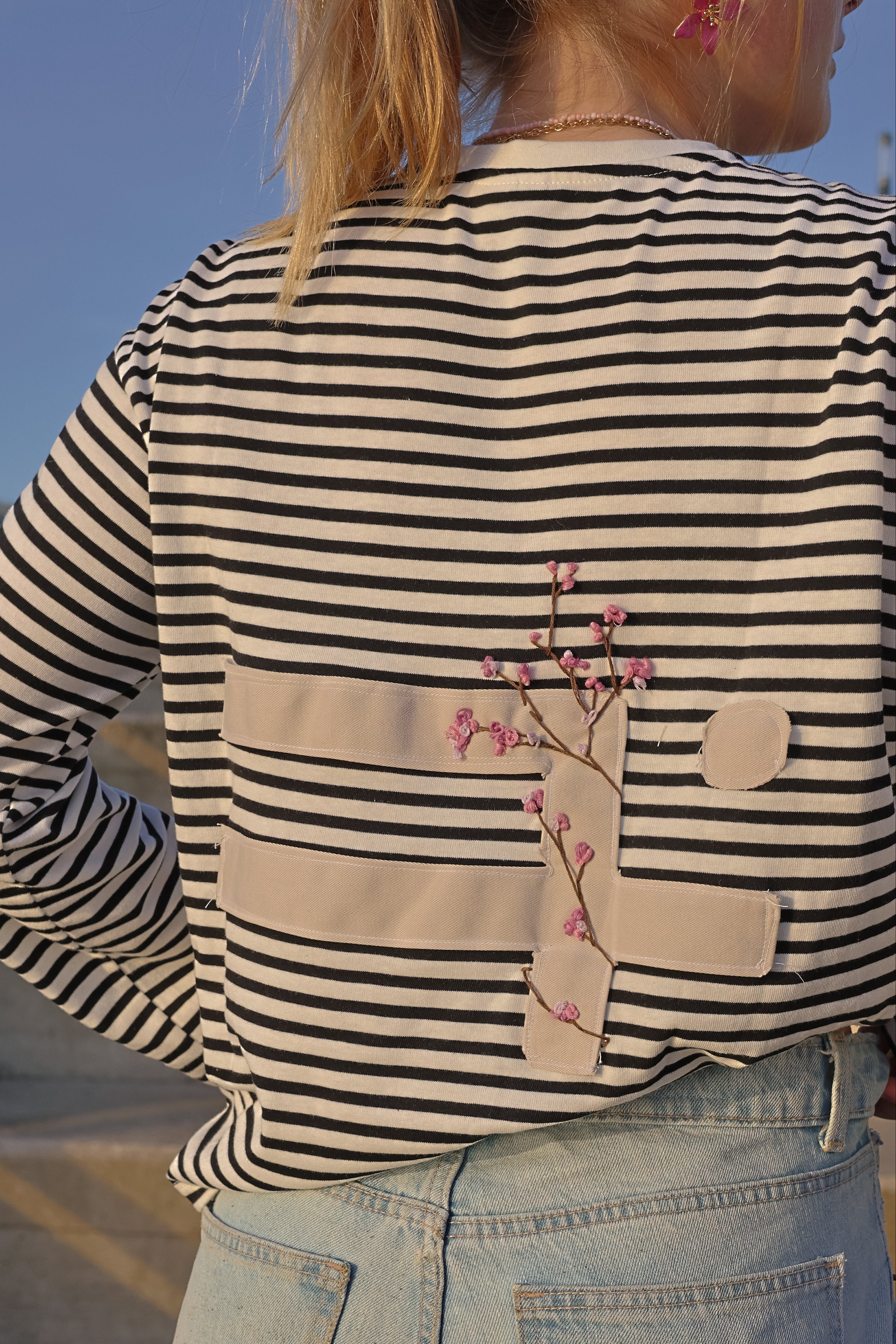 "STRIIIPED" soft pink longsleeve