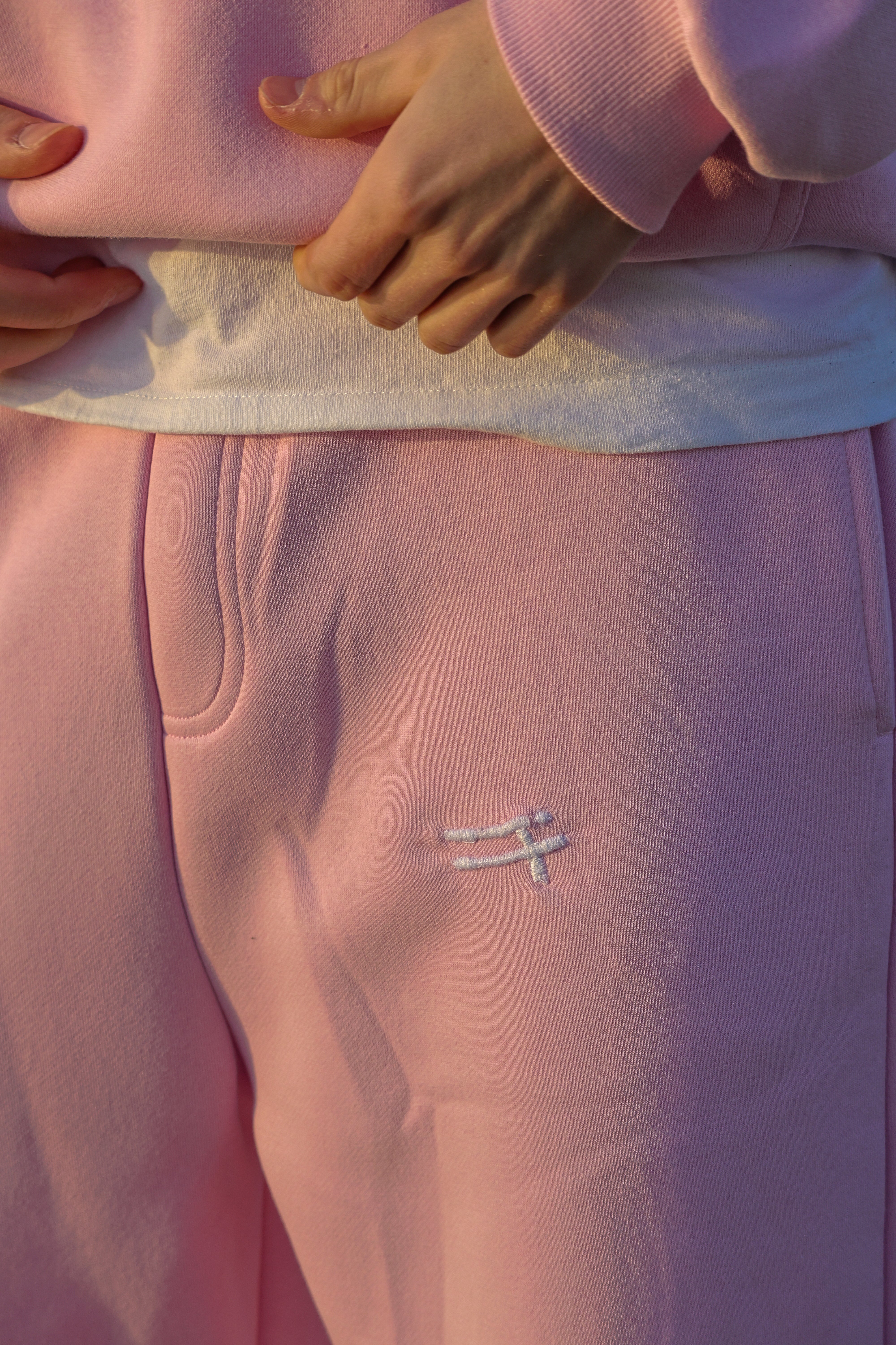 "OPPOSIIITE" soft pink tracksuit