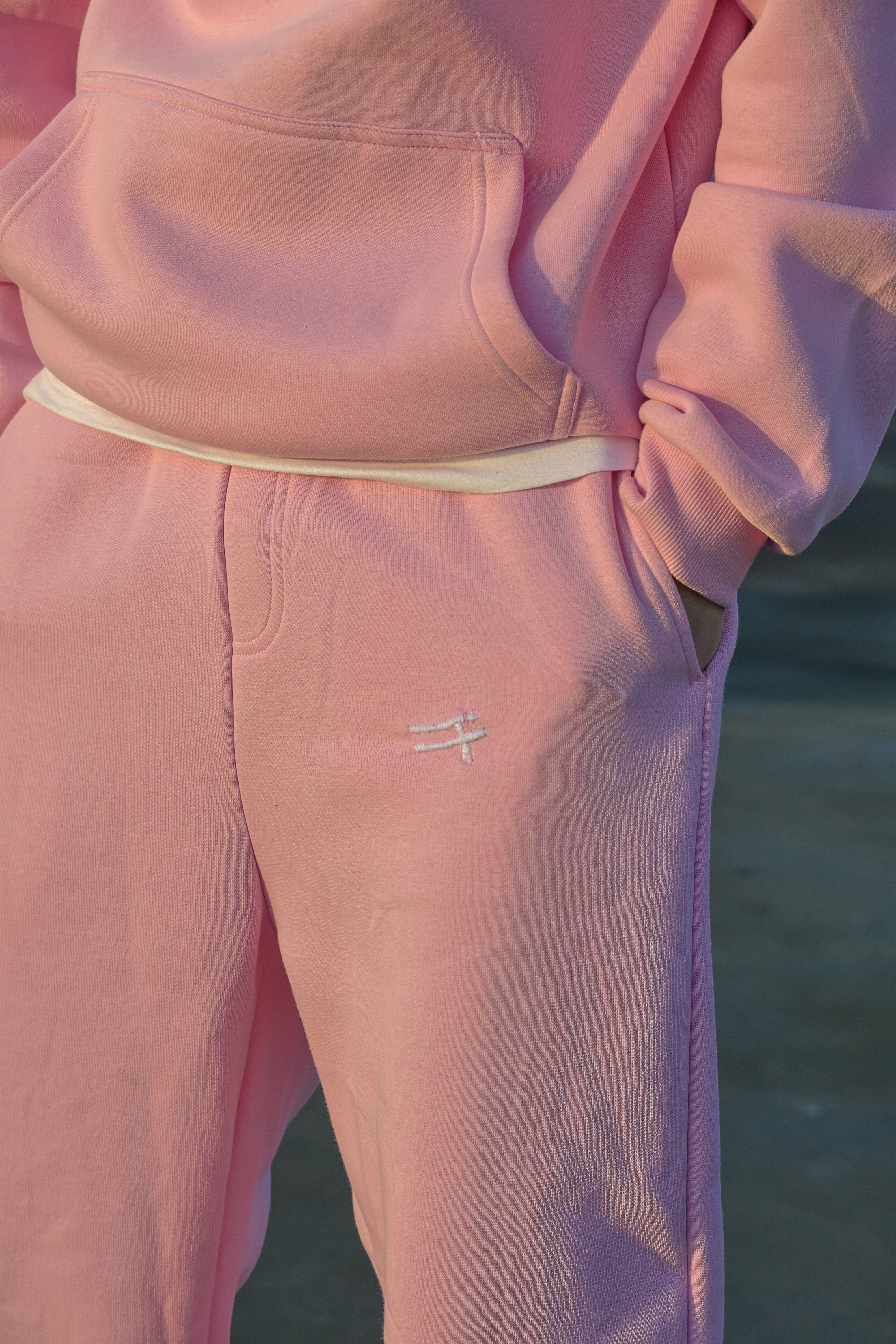 "OPPOSIIITE" soft pink tracksuit