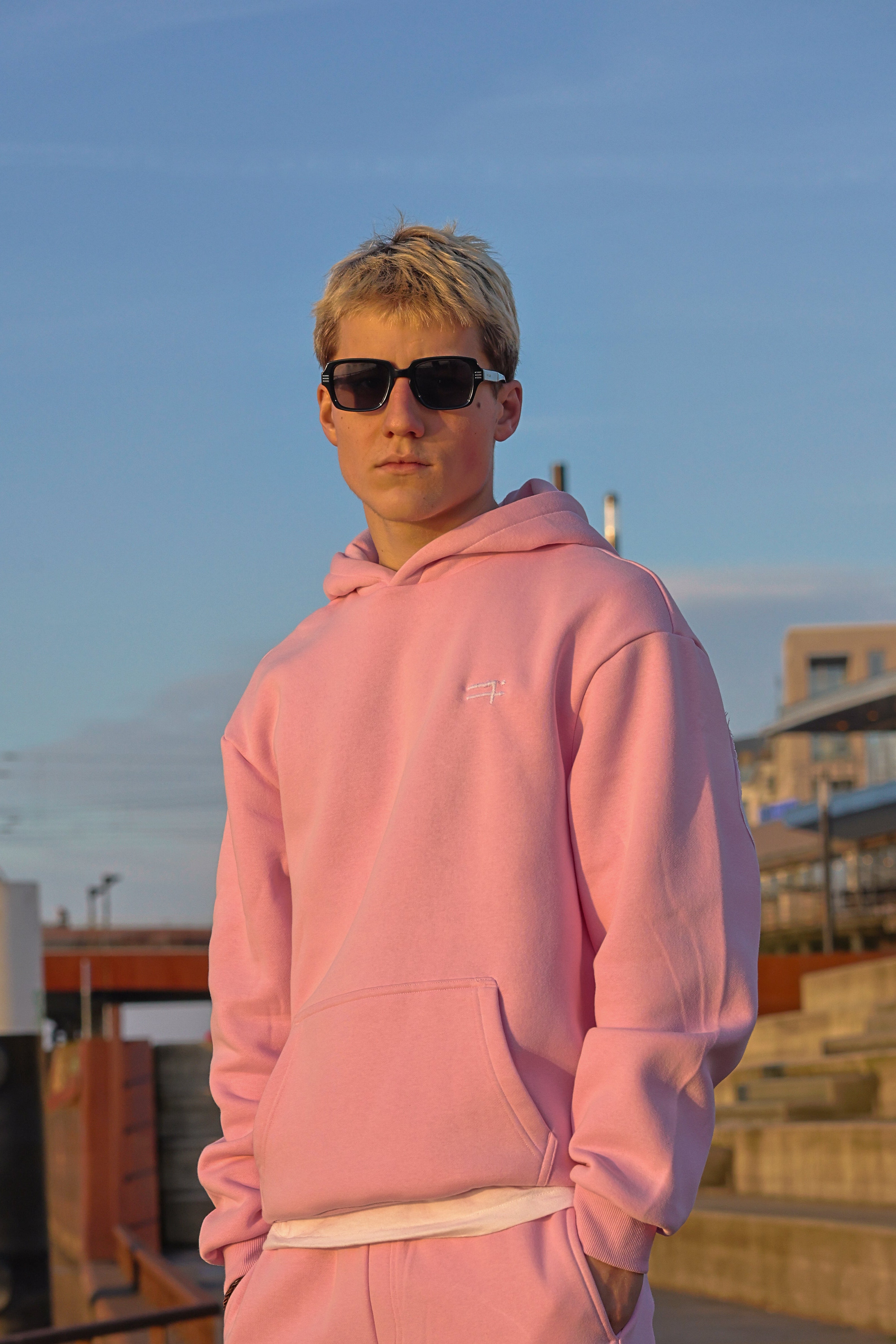 "OPPOSIIITE" soft pink tracksuit
