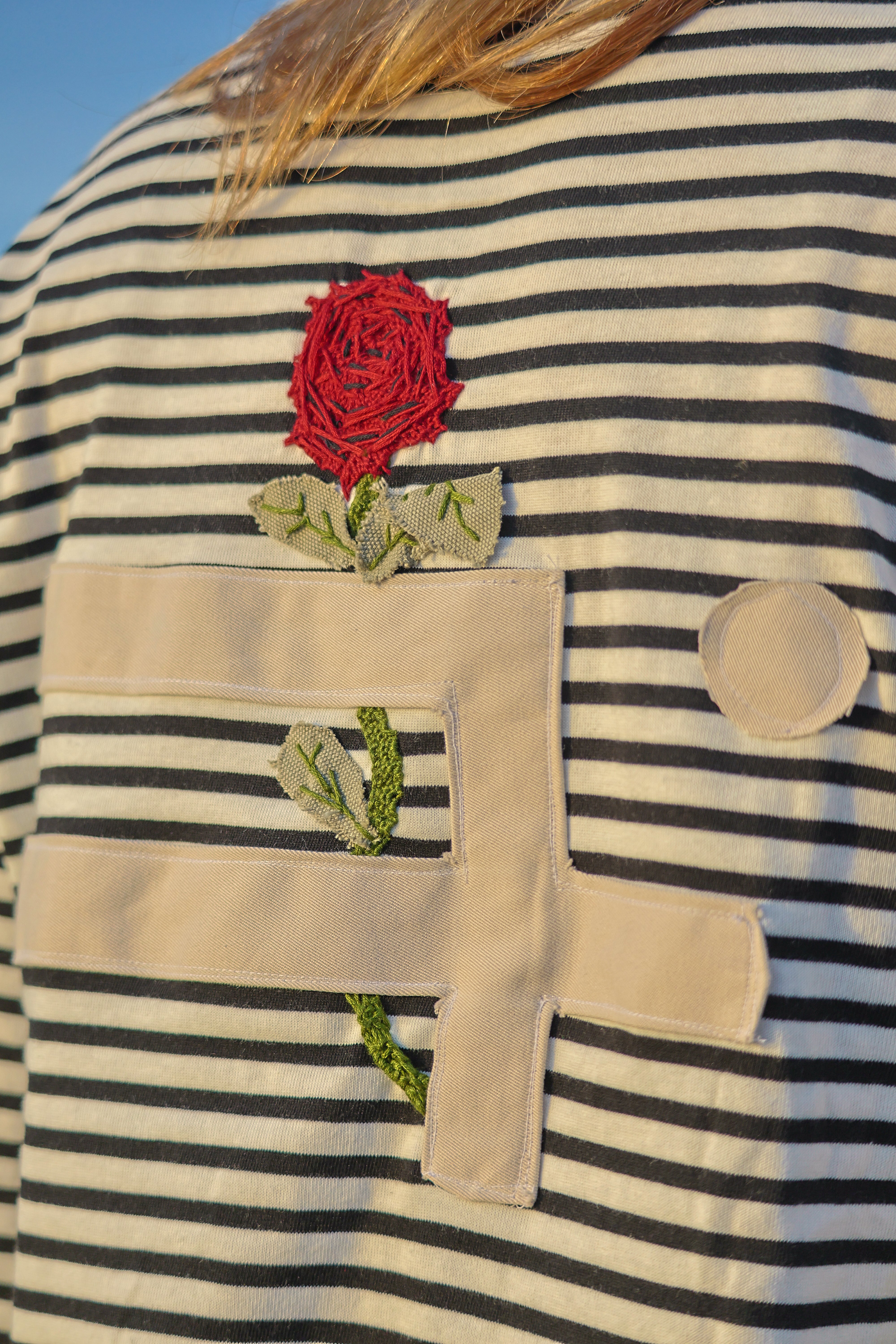 "STRIIIPED" rose red longsleeve