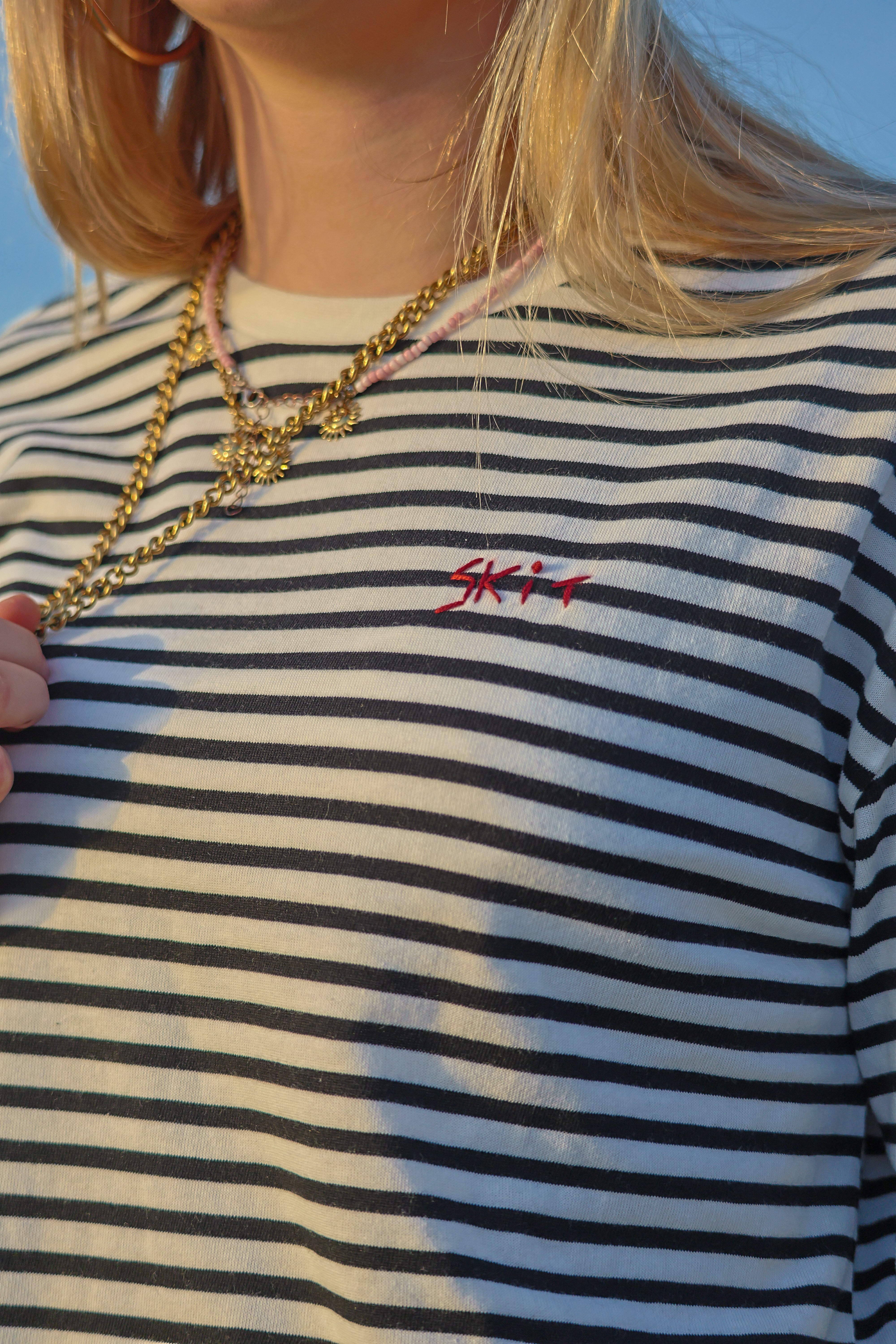 "STRIIIPED" rose red longsleeve