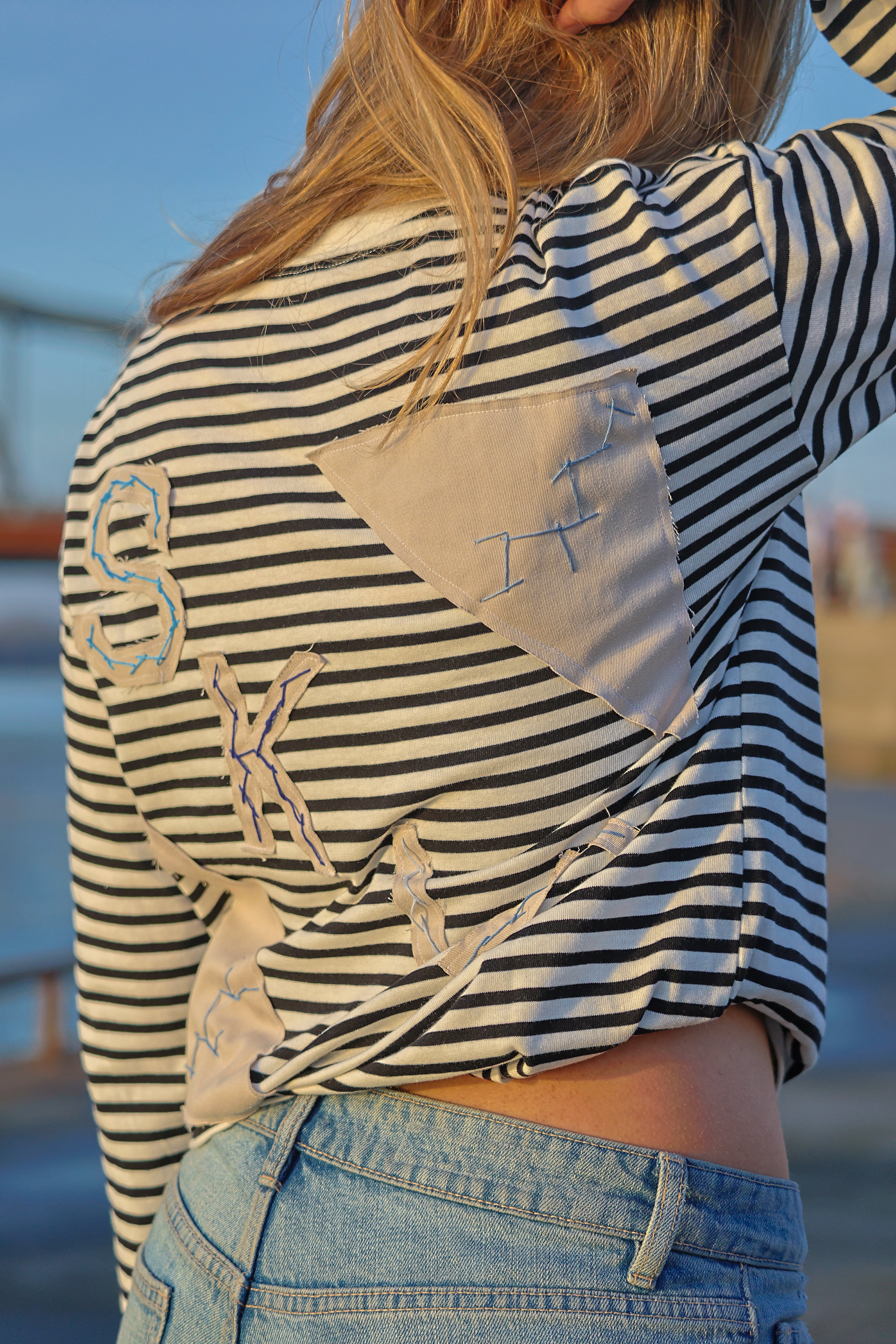 "STRIIIPED" azure blue longsleeve