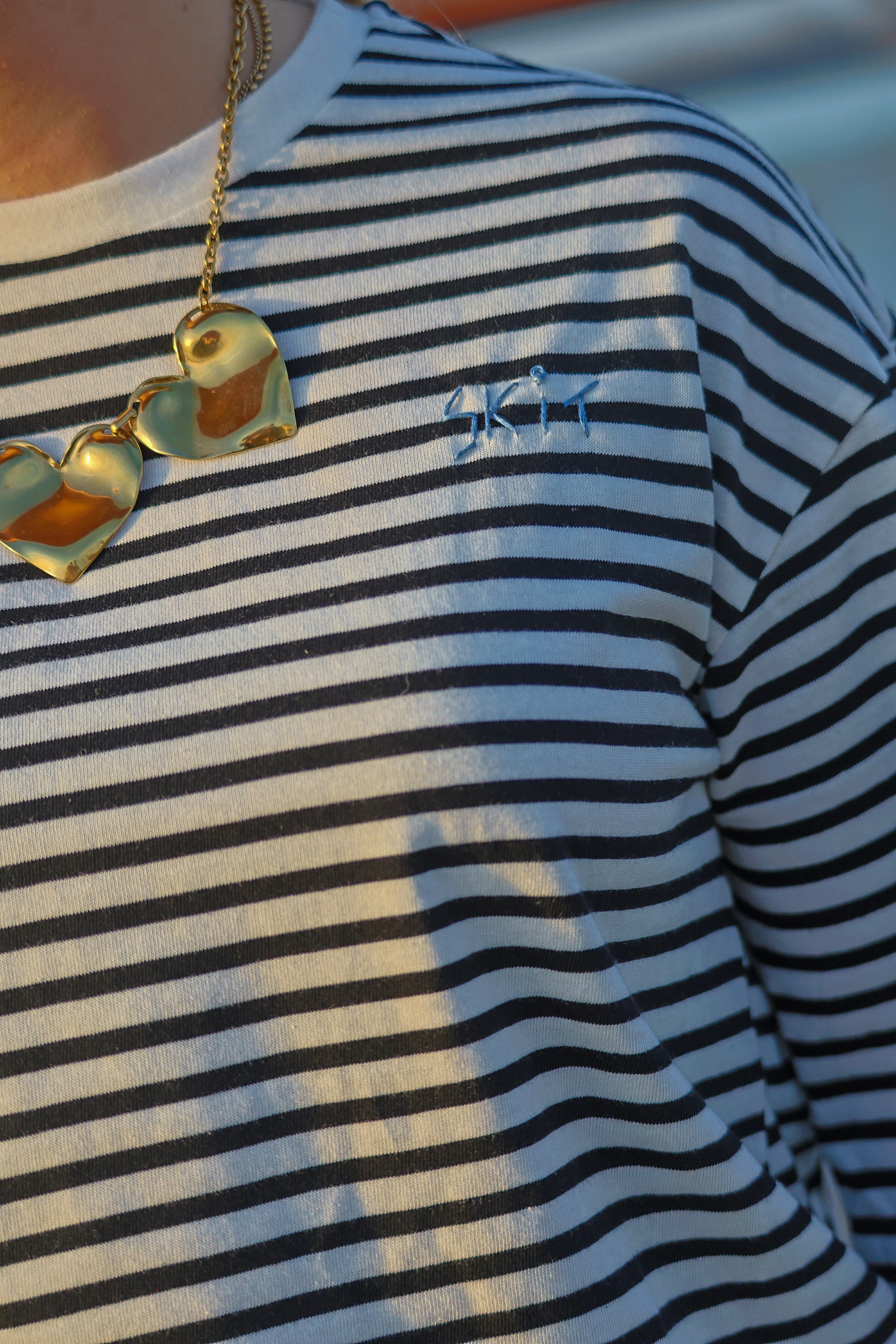 "STRIIIPED" azure blue longsleeve