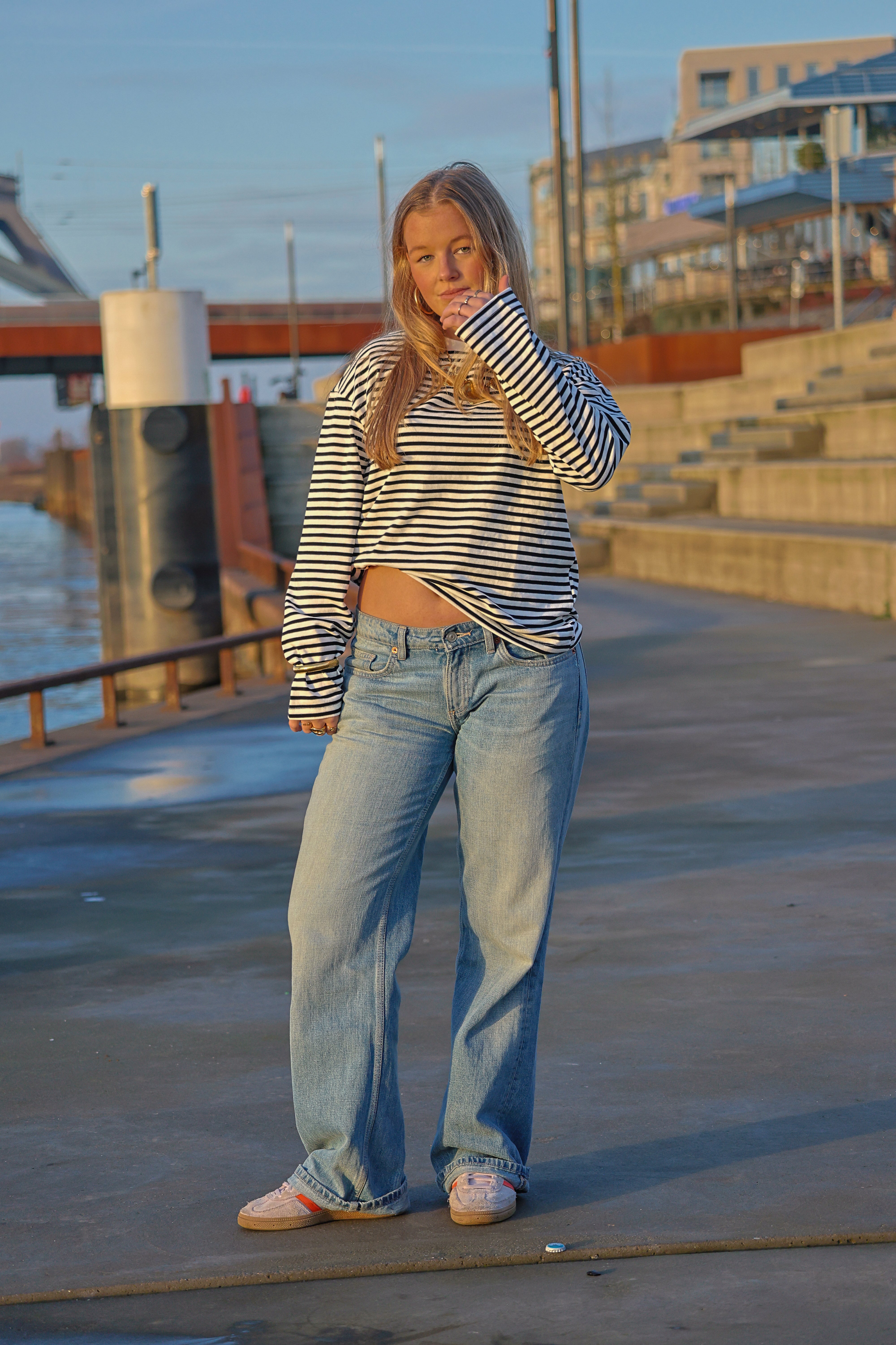 "STRIIIPED" azure blue longsleeve