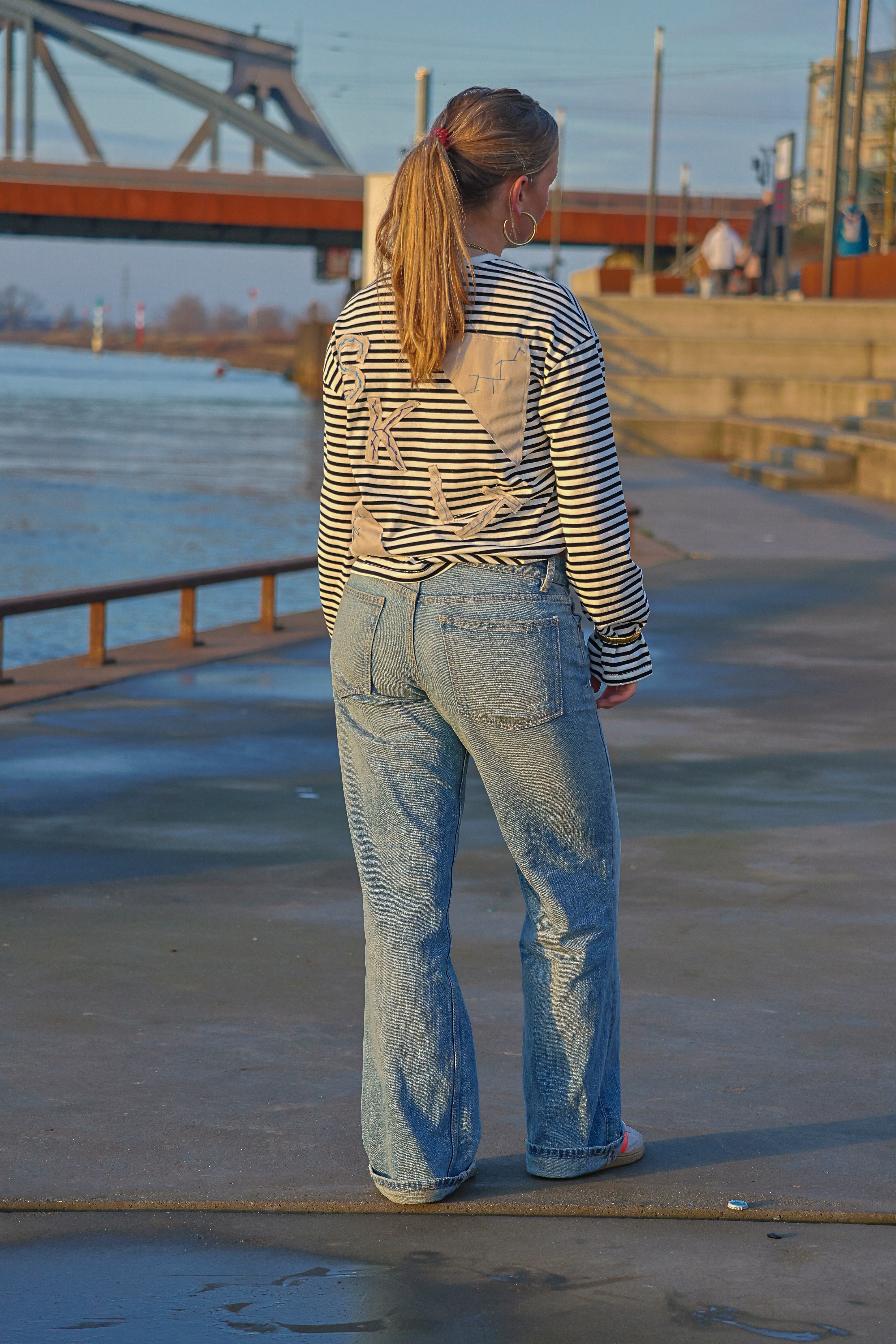 "STRIIIPED" azure blue longsleeve
