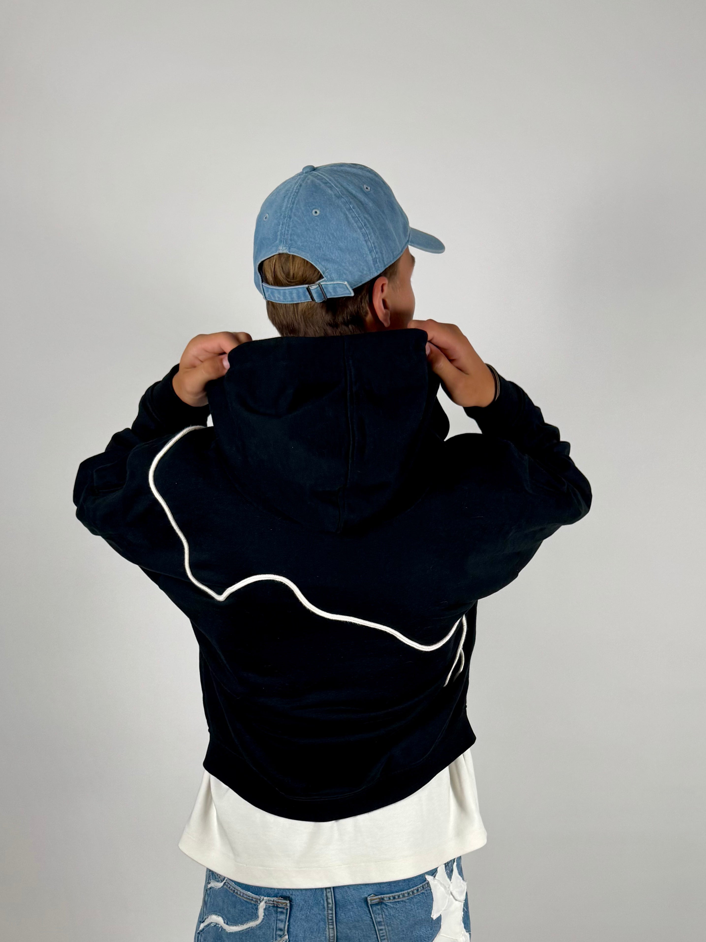 "CROSSED THE LIIINE" zip-hoodie