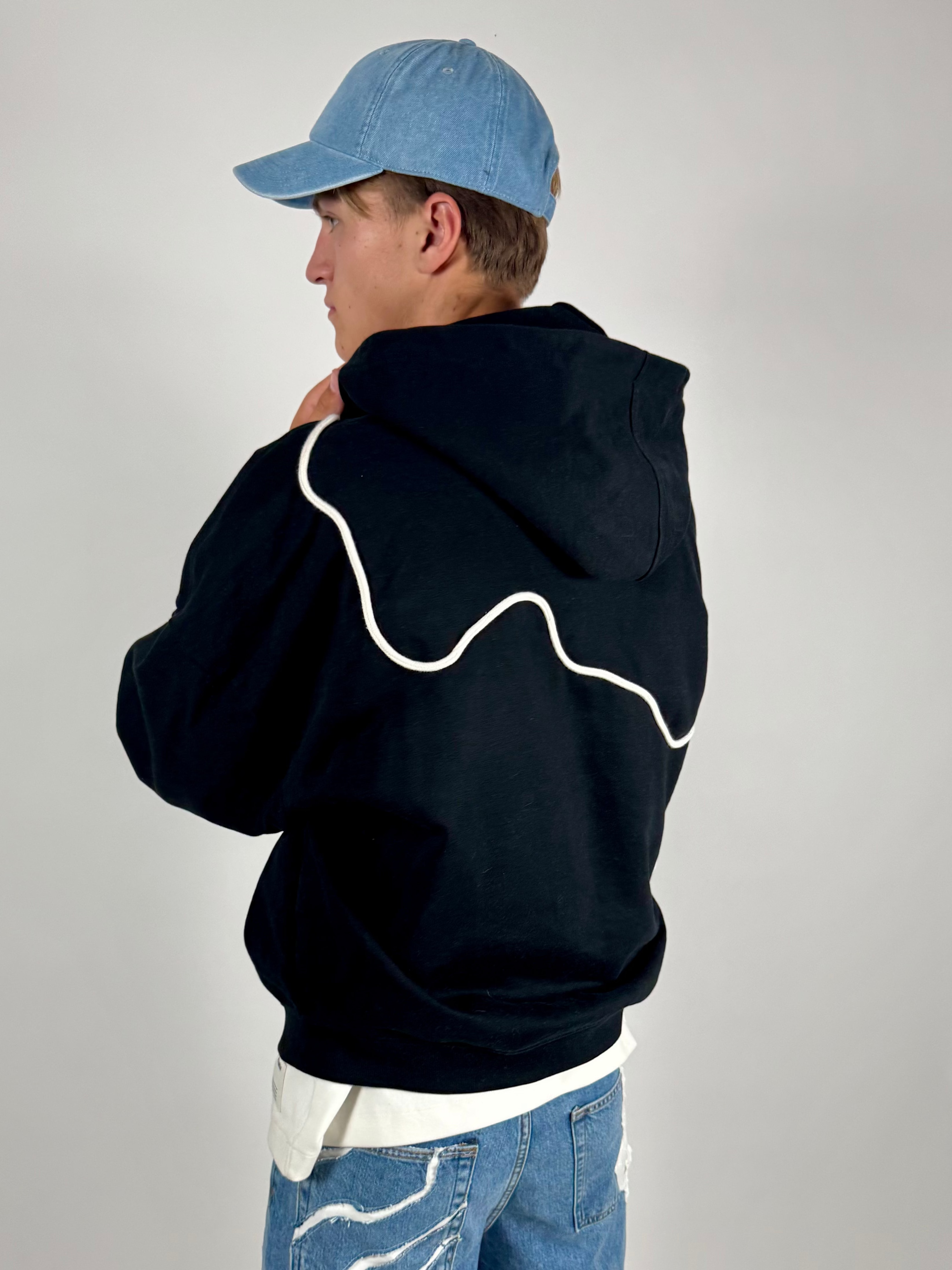 "CROSSED THE LIIINE" zip-hoodie