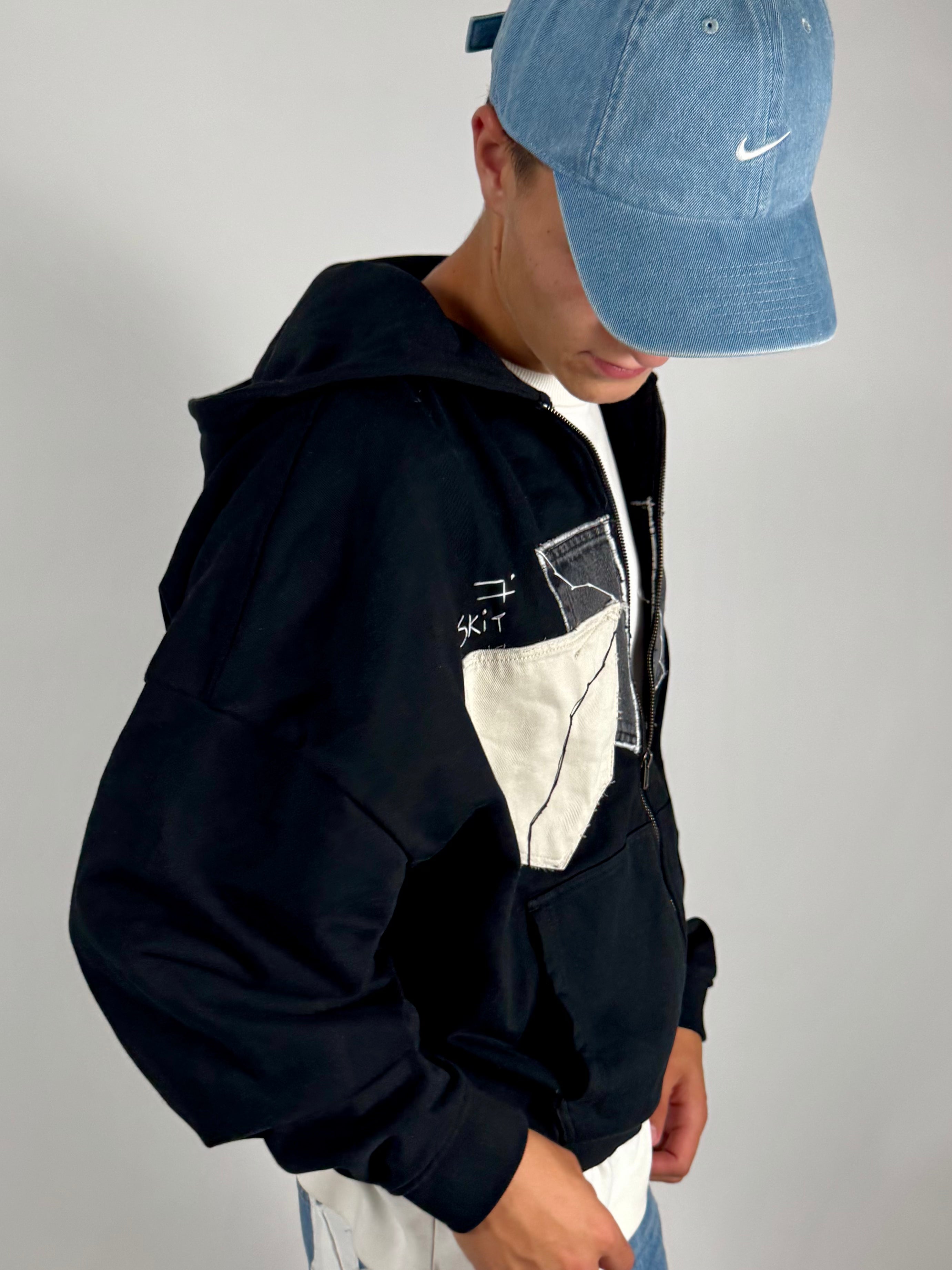 "CROSSED THE LIIINE" zip-hoodie