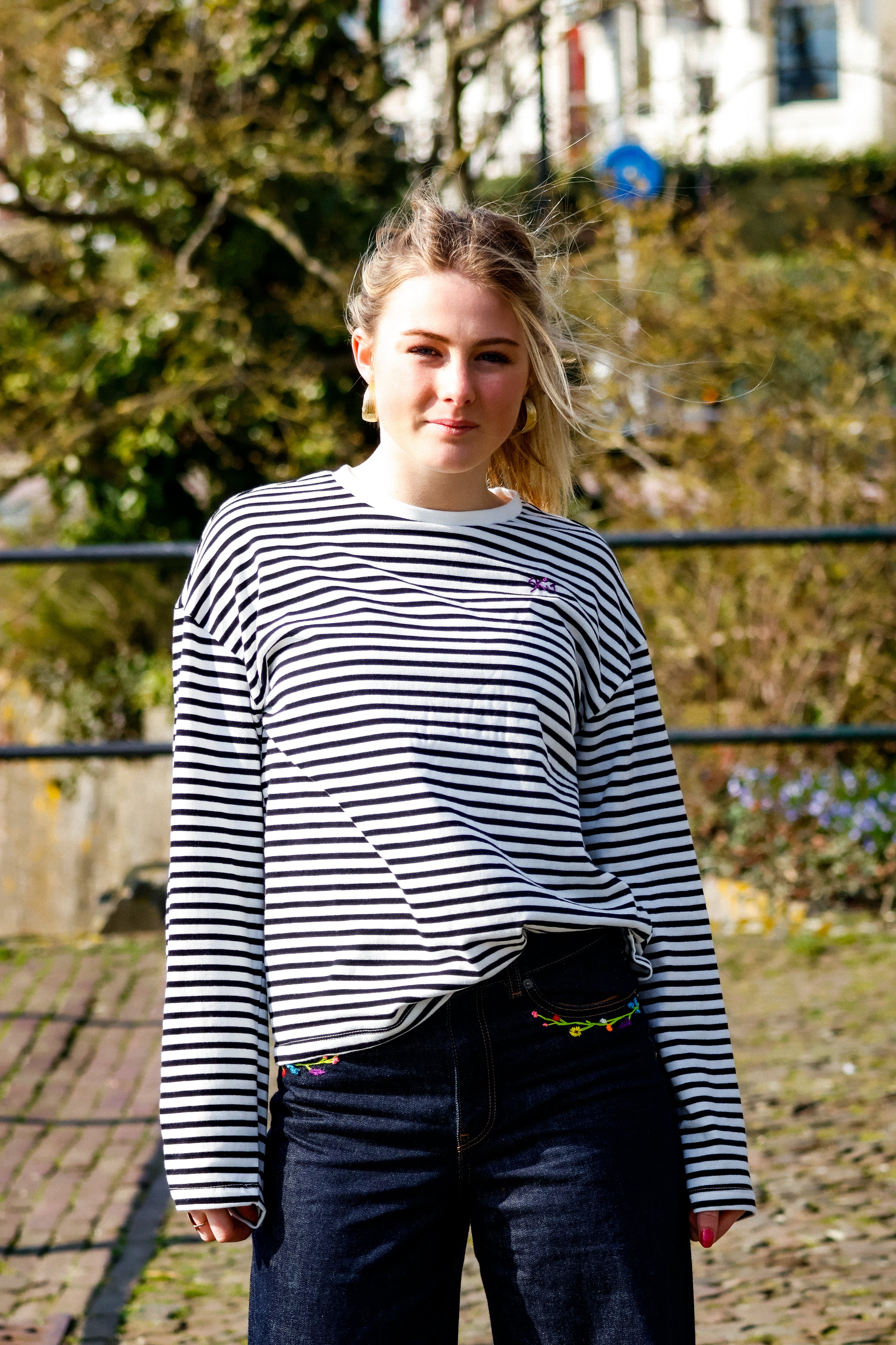 "STRIIIPED" indigo purple longsleeve