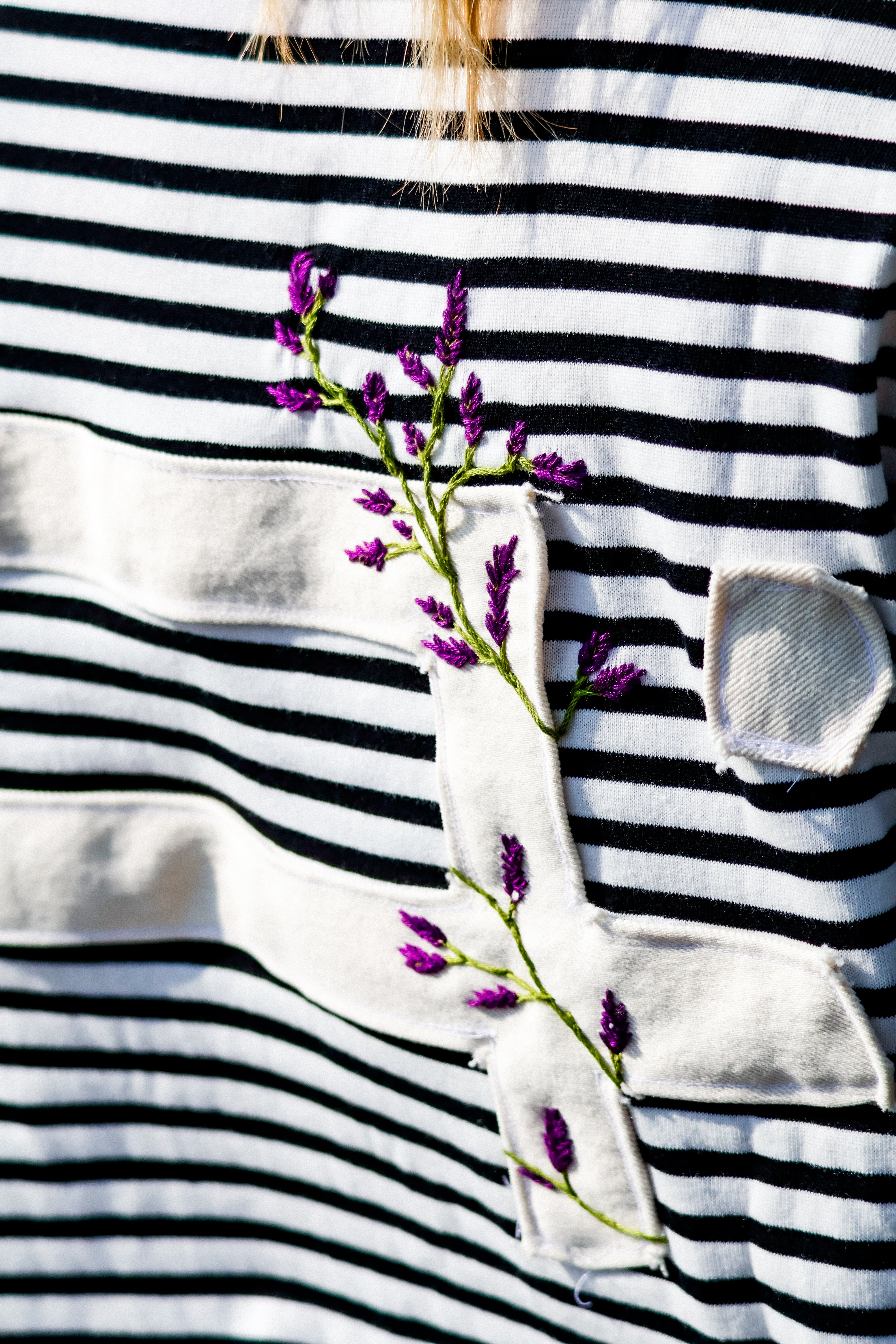 "STRIIIPED" indigo purple longsleeve
