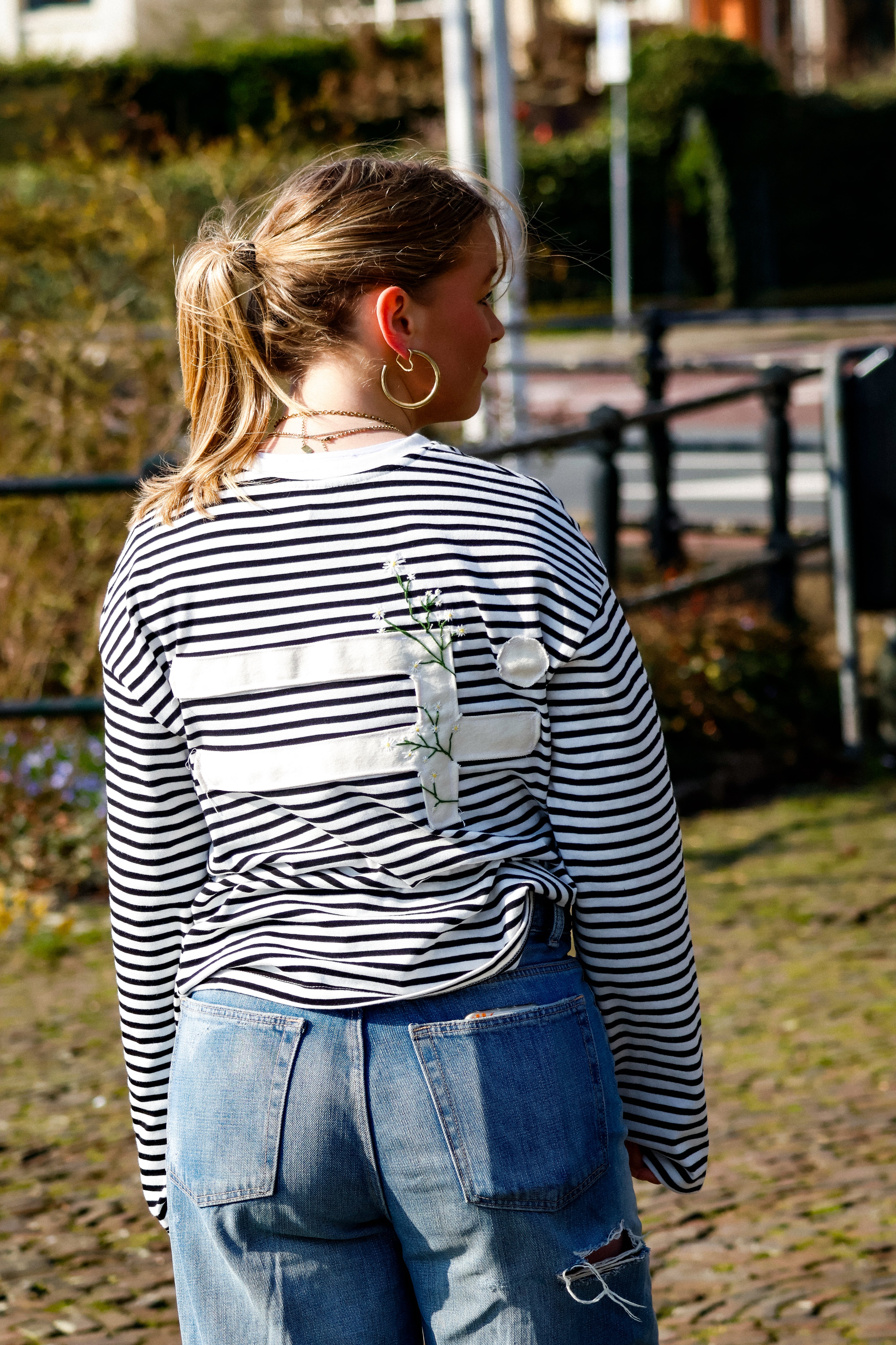 "STRIIIPED" pure white longsleeve